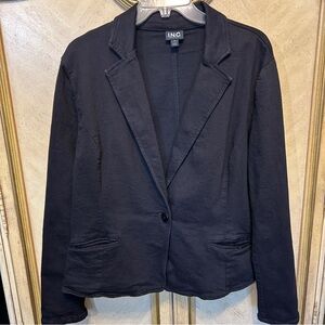 INC 1 Front Button Black Denim Collared Jacket
